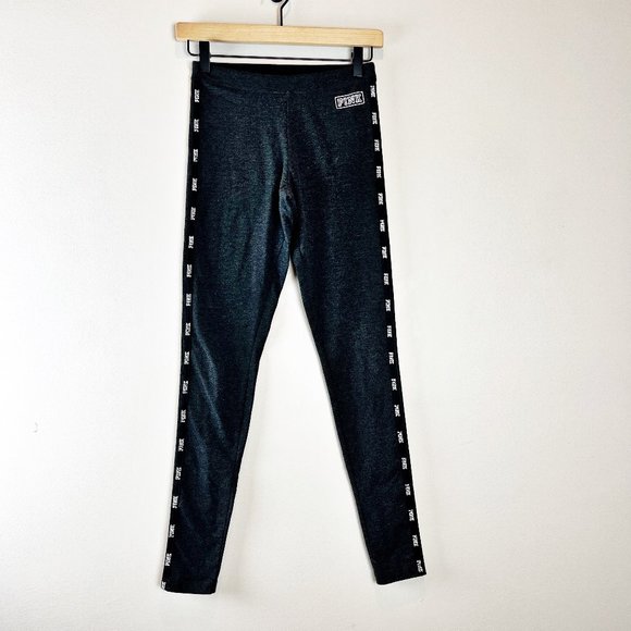 Pink Charcoal Gray Logo Leggings XS - Picture 1 of 4